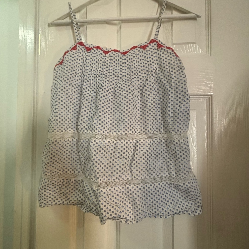 Lucky Brand Blue and White Textured Top